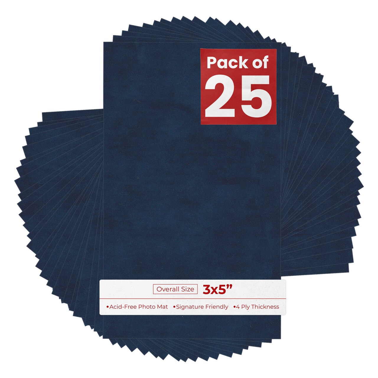 Navy Suede 3x5 Inch Uncut Mat Board - Blank Sheets, No Opening